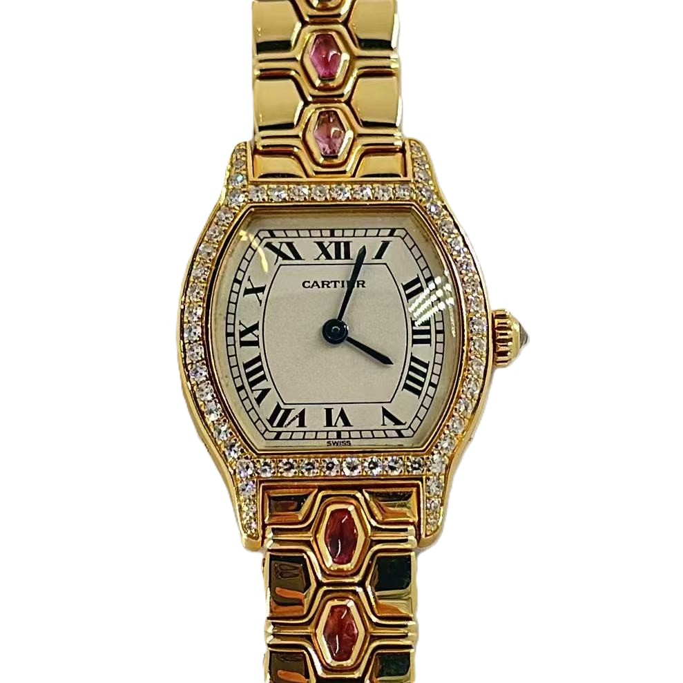 トーチュ（Tortue）　白ローマ文字盤　ピンクサファイヤブレスレット　Ref.866036　メーカーOH明細付　クォーツ　KRS1482