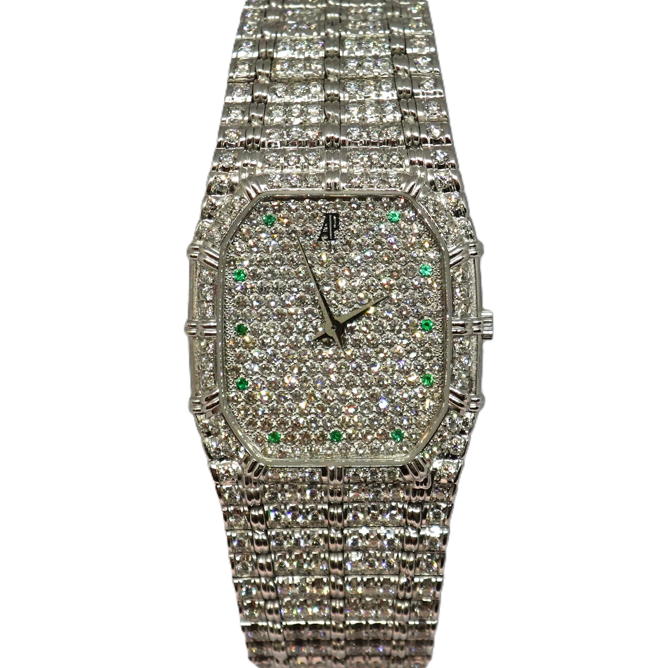 バンブー（Bamboo） LM　パヴェダイヤ+11Pエメラルド文字盤（Pave Diamond + 11P Emerald）　ベゼルダイヤ　Ref.56214BC.ZZ.0636BC.04　メーカー修理明細付　クォーツ　KRS1803
