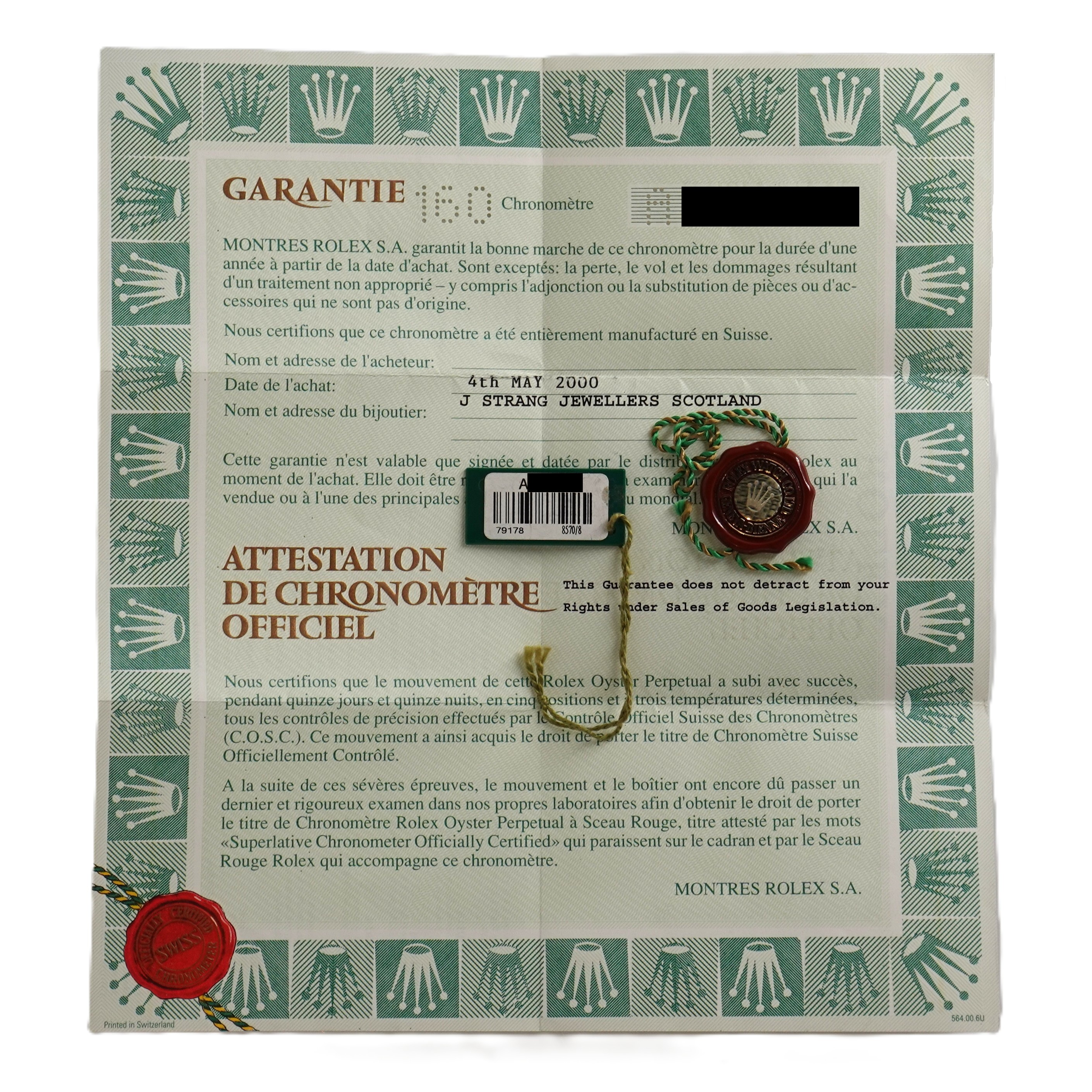 デイトジャスト（Datejust） グリーンジェイド69時ダイヤ文字盤（Green Jade）　Ref.79178 2BR　メーカー保証書付　自動巻　KRS1845