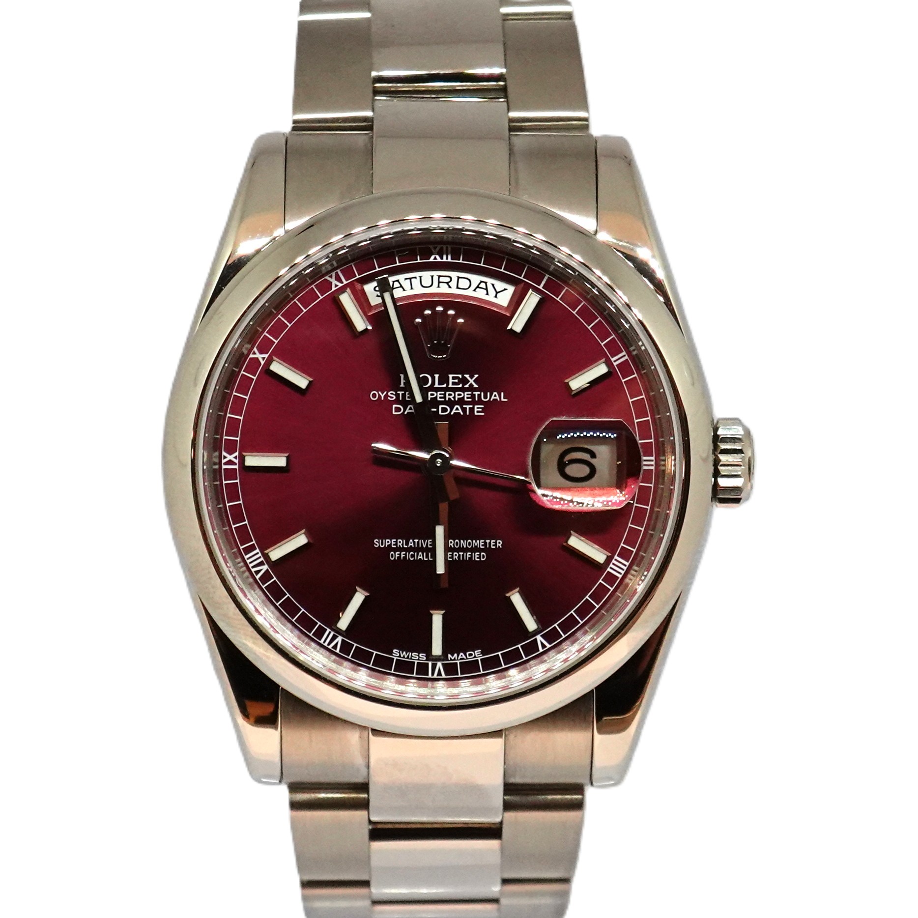 デイデイト（Day-Date）　チェリーピンク文字盤（Cherry Pink）　Ref.118209　メーカー保証書、国際サービス保証書付　自動巻　KRS1782
