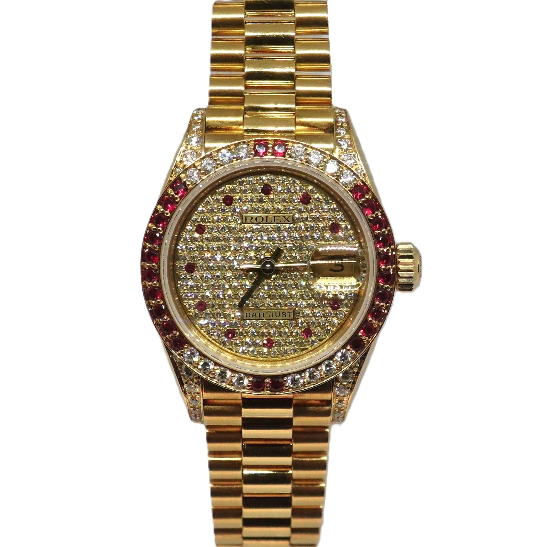 デイトジャスト（DATEJUST）　パヴェダイヤ10Pルビー（Pave Diamond 10P Ruby）+ダイヤルビーベゼル　Ref.69038　国際サービス保証書付　自動巻　KRS1928