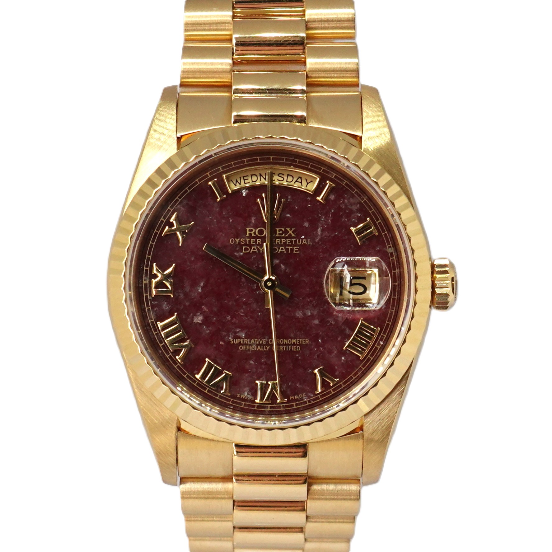 デイデイト（Day-Date）　ルベライト文字盤（Rubellite）　Ref.18238　メーカー保証書、国際サービス保証書付　自動巻　KRS1868
